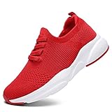  SANNAX Zapatos Mujer Zapatillas Casuales Zapatos Planos Correr Gimnasio Sneakers Zapatillas Deportivas Transpirables Cómoda,Rojo,39 EU (Taglia del produttore38)