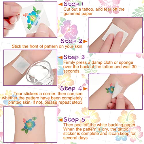 240 Pcs Hibiscus Glitter Tattoos Flower Glitter Temporary Tattoos Hawaiian Face Tattoos Sticker Tropical Face Tattoos Summer Tattoos For Hawaiian Themed Party Body Face Women Men Kids #TOP2