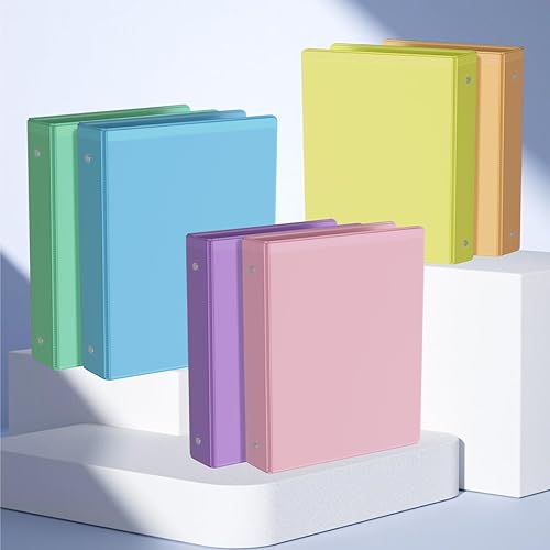 Miniatura 7 de Carpeta de 3 anillos redondos de 1 pulgada, con 2 bolsillos interiores, capacidad para 200 hojas de papel tamaño carta, sin PVC, colores surtidos,