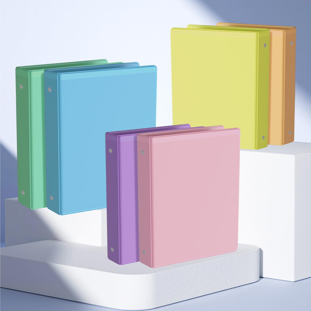 Lot de 6 classeurs à 3 anneaux ronds de 2,5 cm, avec 2 poches intérieures, peut contenir 200 feuilles de papier format lettre, durable, sans PVC, couleurs assorties