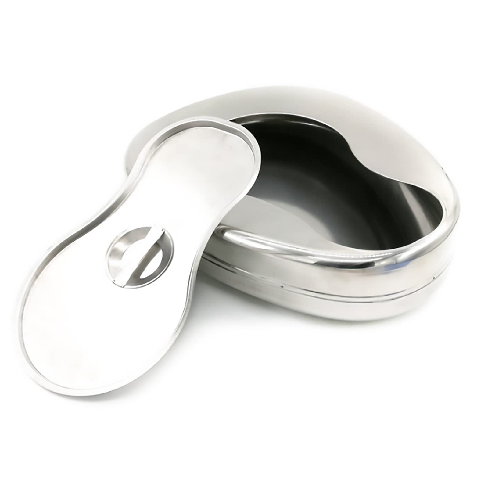 PEAMAN Cuña para Orinar Adulto, Urinario de Acero Inoxidable Engrosado con Tapa Inodoro Tipo Cama Plateada para Cualquier... (Size : with Cover)