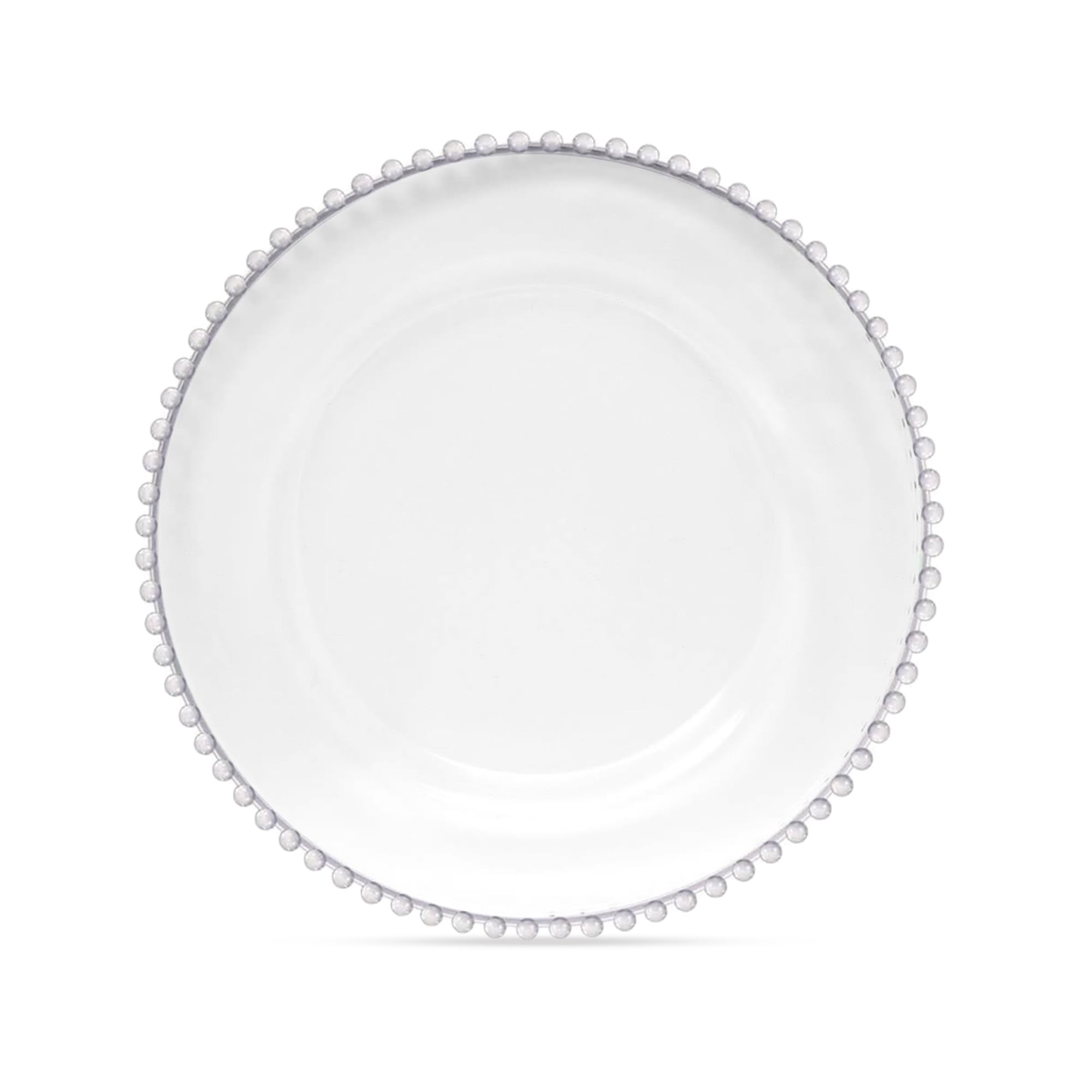 Trimming Shop Clear Glass Charger Plate with Clear Beaded Rim, 1pc