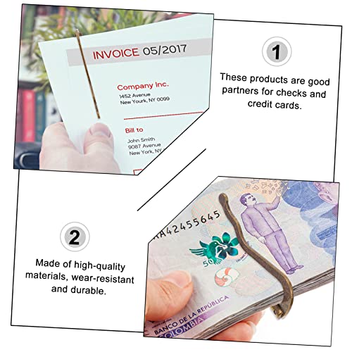 KESYOO 2Pcs Metal Spring Check Holders Wallet Clips for Cash Credit Cards Small Portable Organizers with Classic Bronze Finish4