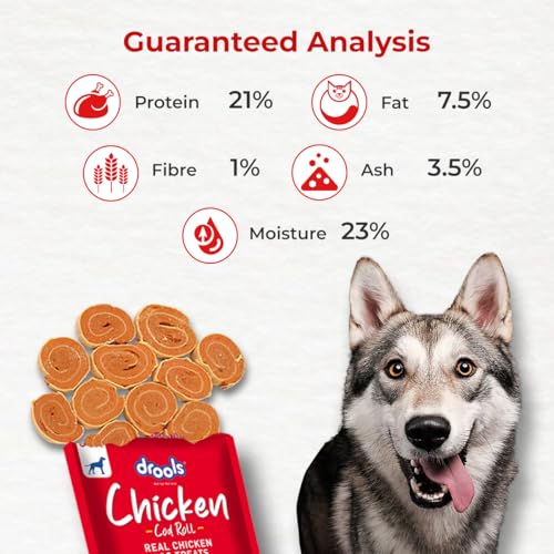 Image of Drools Adult & Puppy Dog Cod Roll Treats 70g | Real Chicken Flavour | Rich in Protein | No Artificial Preservatives | Best for Training & Bonding | All Breed
