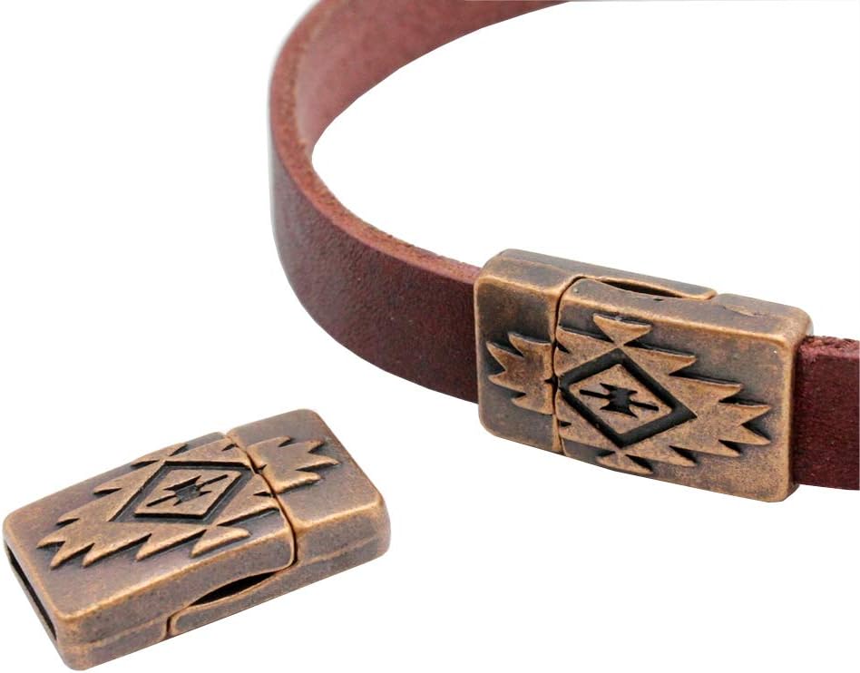 Bracelet Clasps and Closure 10mm Flat Magnetic Clasps for Jewelry Making Antique Copper 10x2mm Hole