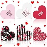 Yulejo 3 Pieces Valentine's Day Wood Sign Heart-Shaped Wood Letter Double-Sided Wooden Heart...