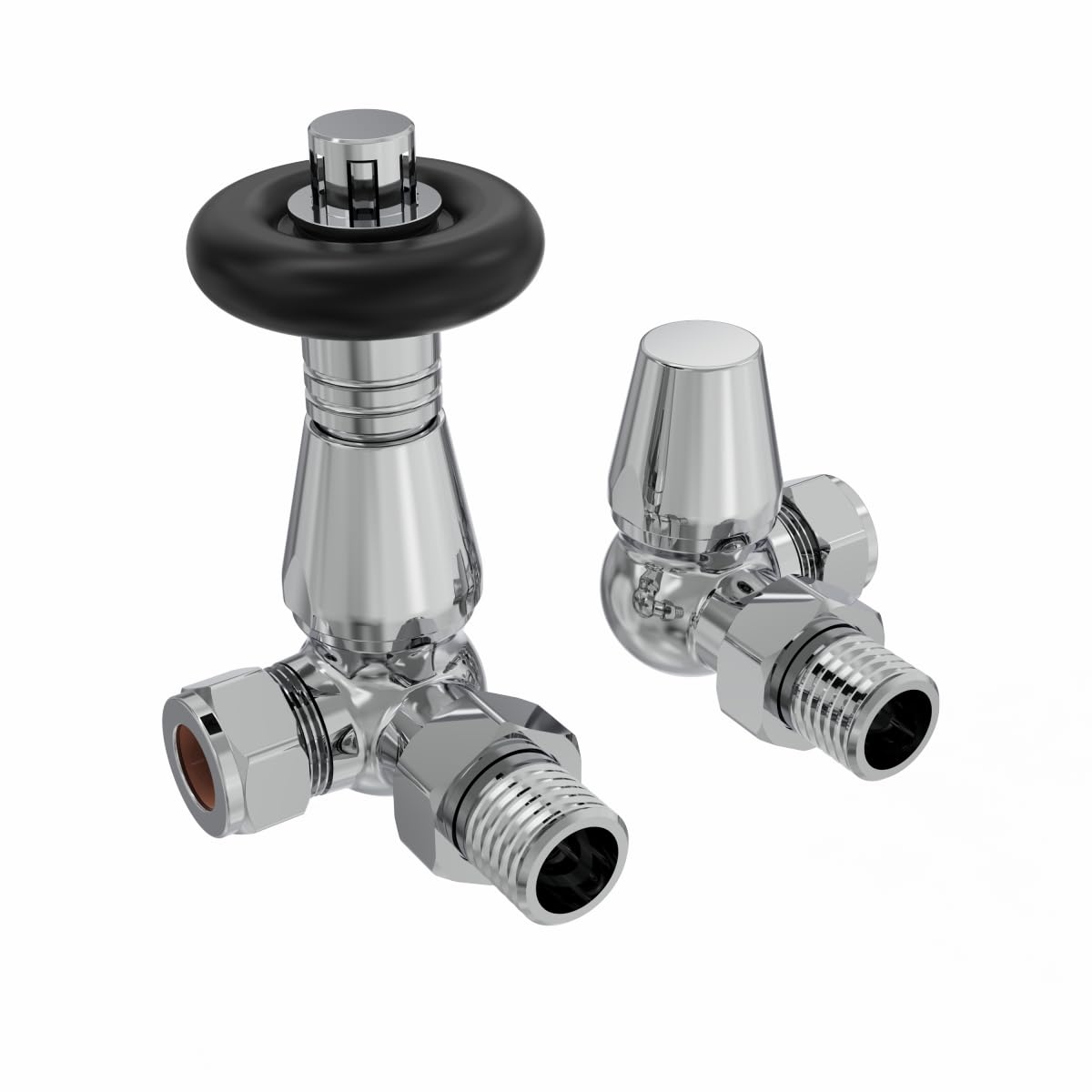 Nrg Chrome Traditional Corner Central Heating Radiator Valve 15Mm Thermostatic Lockshield Valves