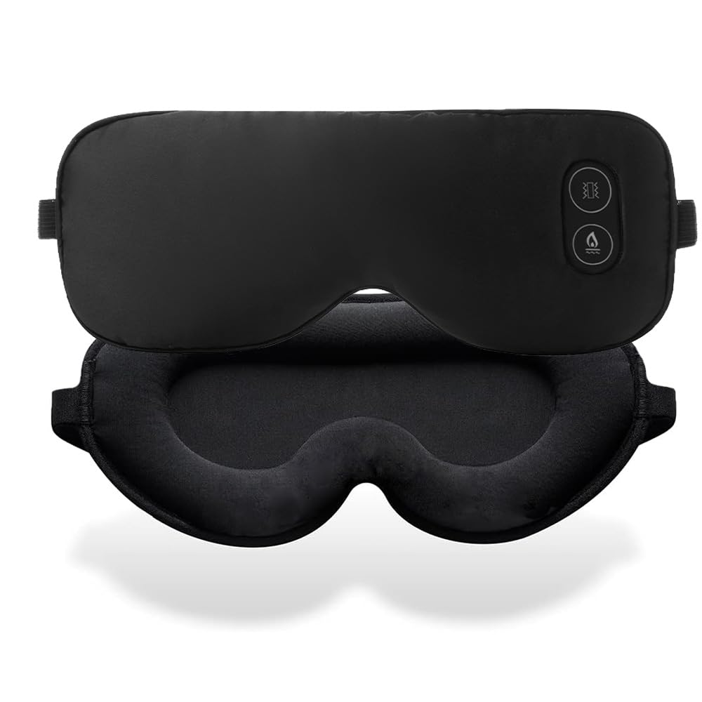 Umisleep Mascherina per dormire, in memory foam, per donne e uomini, mascherina per occhi sagomata 3D, 100% blocco, maschera per dormire a tutta la luce, per viaggi, pisolini, yoga, unisex, nero