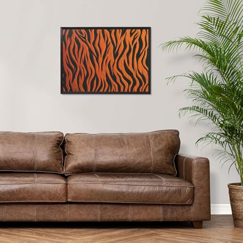 Peintures à rayures tigrées sur toile murale moderne avec cadre noir de salon