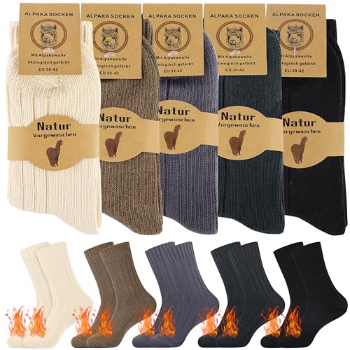 Belloxis 5 Pairs Alpaca Cashmere Thermal Socks for Women - Warm Wool Bed Socks, Cosy Winter Thick Socks