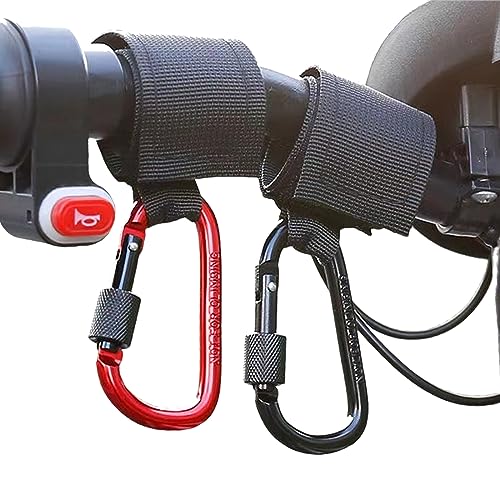4 Pack UTV Hooks for Hanging Headsets, Helmet and Goggles,Multipurpose D Clips Clasp Hanger Heavy Duty Strap Lock, Handlebar Hook for E-Bike Scooters Bicycle Stroller (2 Black and 2 Red)