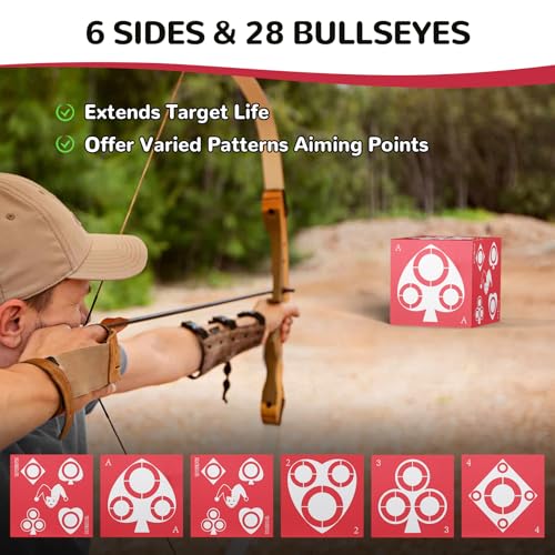 Image of Kalkal Archery Target, 6 Side Foam Archery Target Block with Carry Handle, Easy Arrow Removal, Lightweight Poker Archery Targets for Backyard Practice