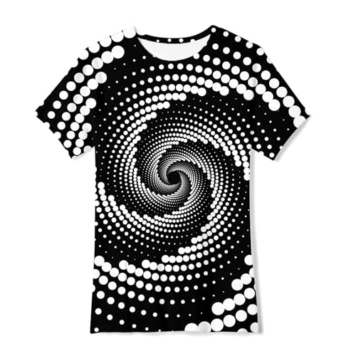 Image of uideazone Swirl Shirt Boys Kids 9Y Short Sleeve Tshirts Novelty 3D Graphic Optical Illusion T-Shirt for Party 8T 9T