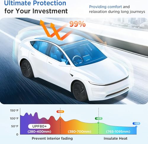 Image of 2026 Upgrade Sunshade Roof for Tesla Model Y Juniper 2025 2026 [No-Gap /Sag-Free] Heat Insulation Glass Roof Sunshade Sunroof for Tesla Model Y Accessories 2026 2025 Beige