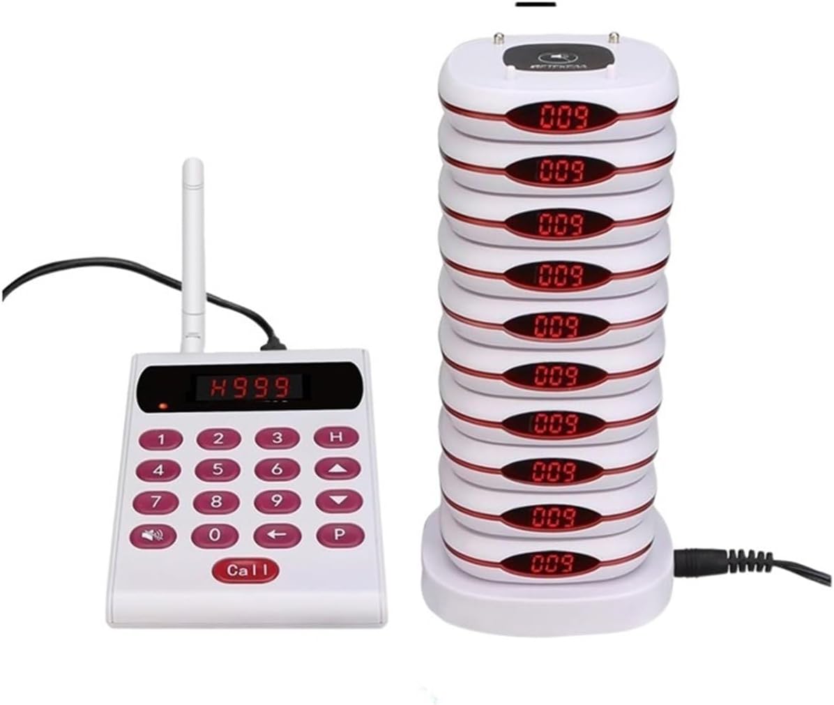 Food Service Calling System, Restaurant Par Buzzer Paging System Transmitter With Backup Battery Long Ran For Cafe Food Court Truck Clinic Long working range,Simpler operation