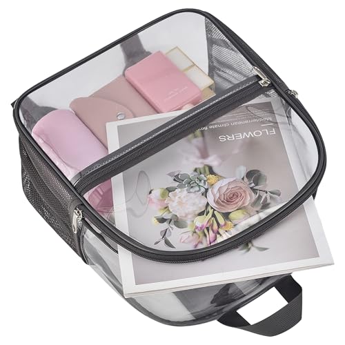 Image of Oraben Clear Backpack for Stadium Events Stadium Backpack 12x6x12 Clear Bag | 0.4mm Thick PVC, Durable Material,2 Side Pockets,Great for Park, Festivals, Sporting Events and Daily Use