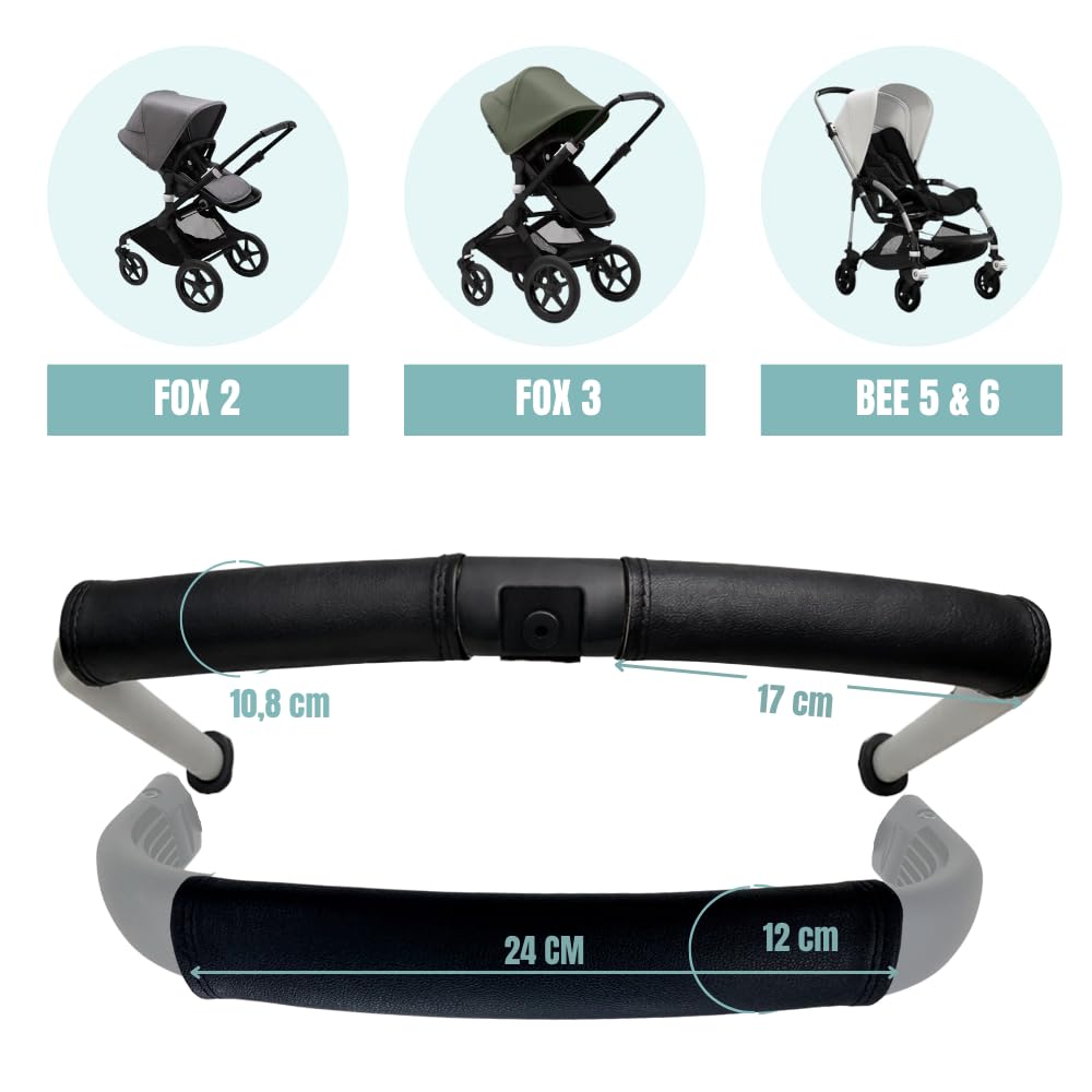 PROTEC TIF | Pack de housses en similicuir compatibles avec Bugaboo FOX 2 et 3 | BEE 6 | S’enfilent sur les housses d'origine |