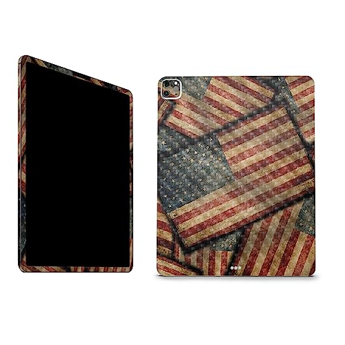 Image of MightySkins Carbon Fiber Skin Compatible with Apple iPad Pro 12.9 inch M2 6th Gen (2022) Full Wrap Kit - Vintage American | Protective Durable Textured Carbon Fiber Finish | Easy to Apply Made in The USA