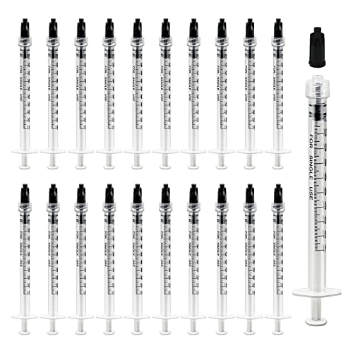 1ml Esteril Jeringa de Plastico Sin Aguja con Tapa, 30Pack Luer Lock Jeringa Desechable, Herramientas de Medición Dispensación de Jeringa para Laboratorios de Mascota,Perfumes,Lubricantes (1ml,30)