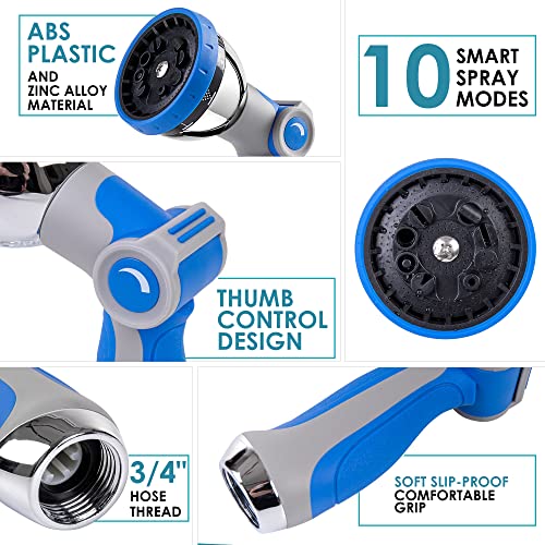 Lokimsi Garden Hose Nozzle Sprayer，Features 10 Spray Patterns, Thumb Control, On Off Valve For Easy Water Control，Best For Watering Plants,Lawn& Garden,Washing Cars,Cleaning,Showering Pets #TOP4