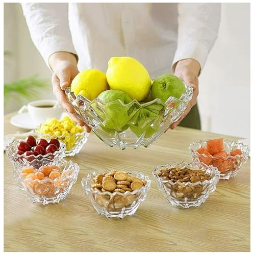 SIDSONS 7-Piece Trifle Bowl Set - Decorative Crystal Glass Fruit Salad & Dessert Serving Bowls