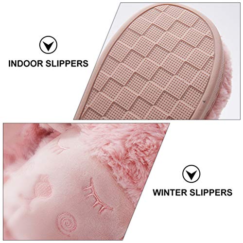 Holibanna Pantufas femininas quentes para ambientes internos com desenho de ovelhas fofas macias e a