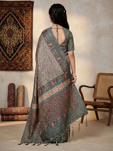 Image of AKHILAM Women's Shimmer Pashmina Silk Abstract Printed Saree With Unstitched Blouse Piece (BBABY7502 AI Parent)