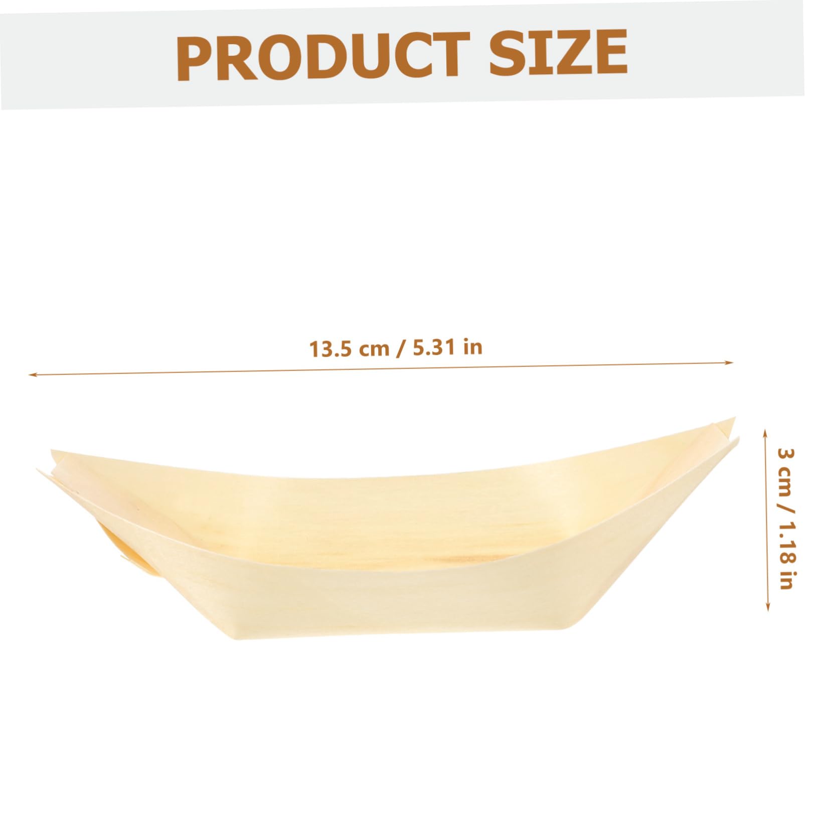 Mikinona 50Pcs Wooden Boat Sushi Plates Disposable Sashimi Serving Trays for Home Restaurant Versatile Food Container for Desserts Appetizers and Snacks