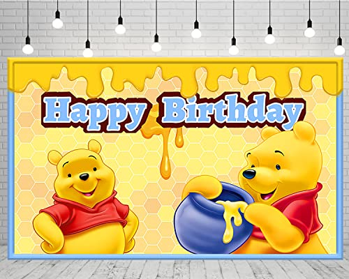 ASCLO Honey Backdrop for Pooh Birthday Party Supplies 5x3ft Honey Photo Backgrounds Winnie The Pooh Theme Baby Shower Banner