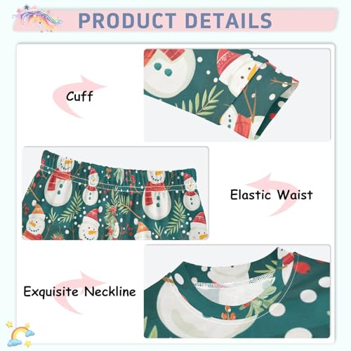 Fustylead Xmas Snowman and Holly Berry Decoration Cotton Pajamas, Snug Fit Long Sleeve Soft Sleepwear Pjs4
