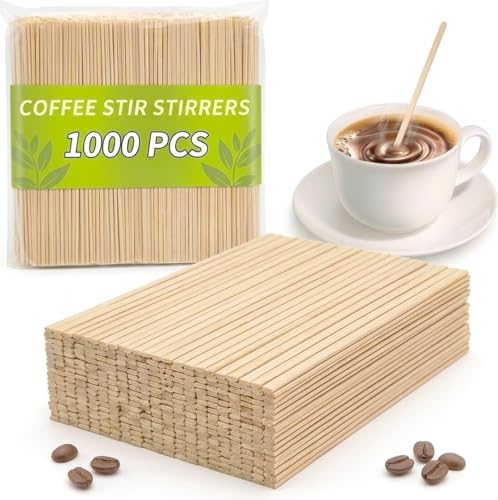 Lagincig 1000PCS Bamboo Coffee Stirrers - 5.5" Coffee Stir Sticks Square
