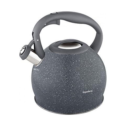 Whistling Kettle Stainless Steel Shell 4 Colours Kettle 3.0L Kettle Marble Grey , Stove top Cover