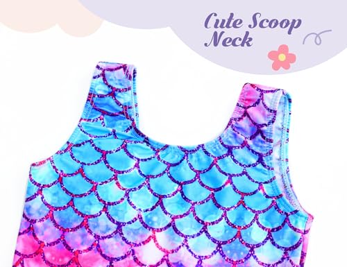 Image of Girls Swimsuits Kids One Piece Sleeveless Swimwear Skirted Bathing Suit Summer Swim Dress with UPF 50+ Sun Protection