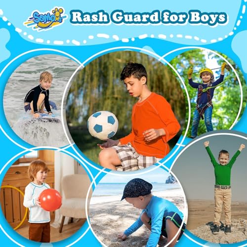 Image of Boys' Rash Guard Long Sleeve UPF 50 Sun Shirts for Toddler Kids Youth Water Swimming Rashguard