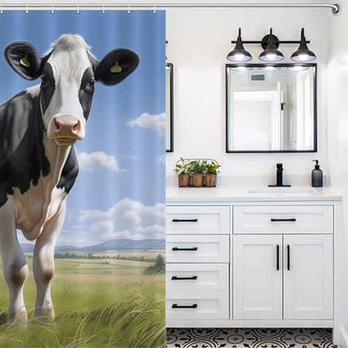 Rideau de douche tissu polyester vache 168x183cm lavable