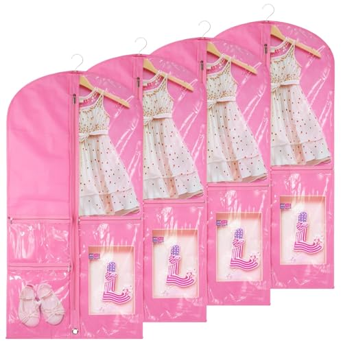 4-Pack 40-Inch Dance Garment Bags with Zippered Pockets for Dance Costumes and Accessories