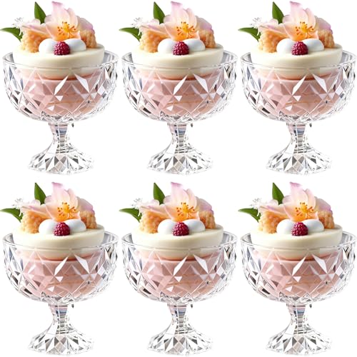 MYKAGS Ensemble de 6 coupes à dessert en verre, coupes à dessert, coupes à gâteau, petites coupes de fête, coupes à pudding en verre pour sundae, salade, tranches...
