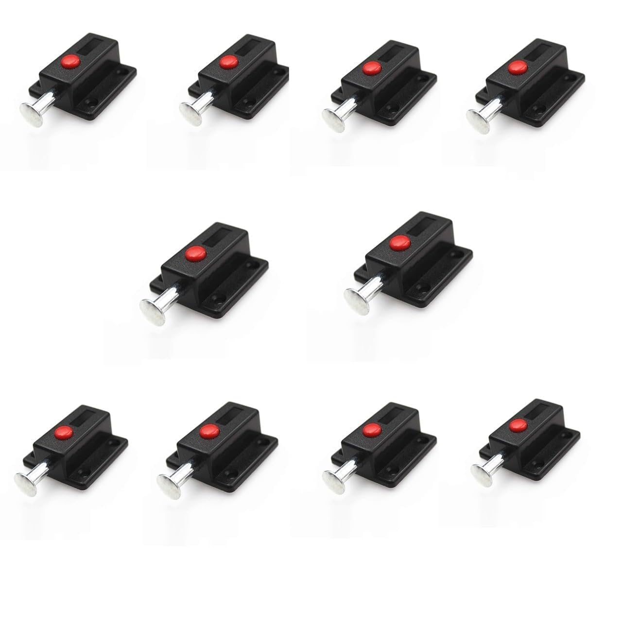 Bhajanshree 10 Pcs Automatic Spring Loaded Sliding PVC | Door Lock with Knob and Latches | Bathroom and Glass Folding Door