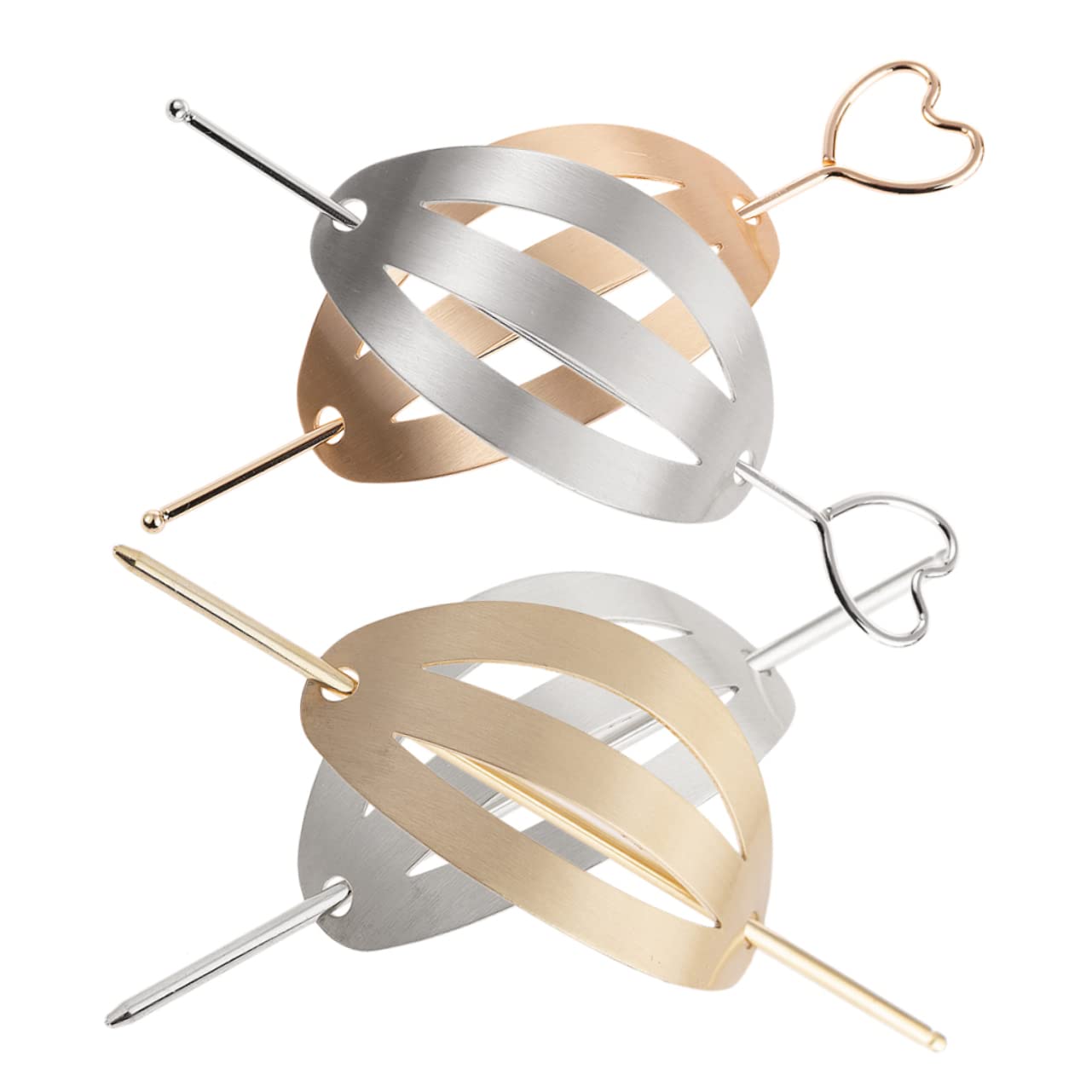 WOFASHPURET 4Pcs Heart Shaped Metal Hair Sticks Elegant Hair Clips Durable Hair Bun Holders for Women Smooth Edged Design for Effortless Styling and Secure Updos