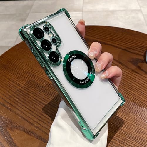 Coque de chargement magnétique sans fil S21 antichoc haute finition vert foncé