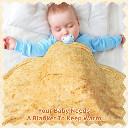 Image of Lhedon Tortilla Baby Blanket 285GSM Soft Flannel Swaddle Wrap | Newborn gifts, baby shower, boys girls, 0-3 6-9 months, wearable wrap, cozy nursery, funny food theme