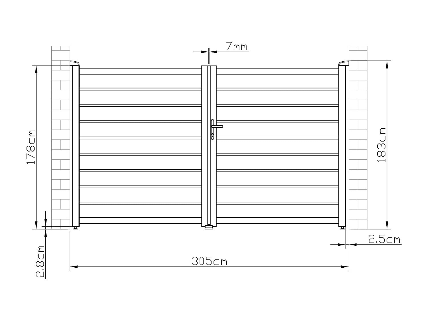 Vente-unique - Puerta batiente eléctrica Primo, aluminio, calada, 305 x 183 cm, color blanco