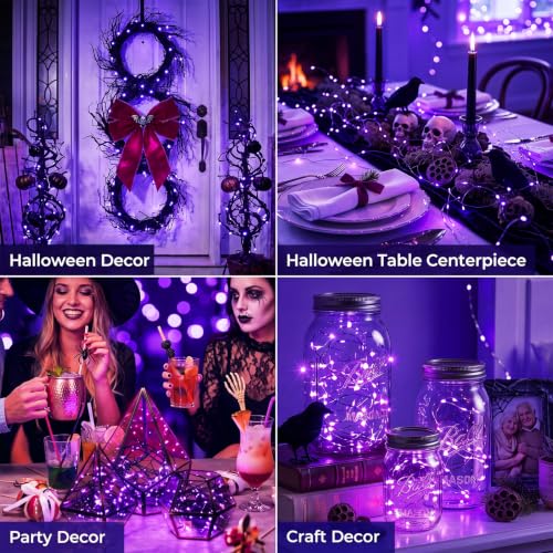 Image of btfarm 6 Pack Purple Halloween Fairy Lights Battery Operated with 3 Modes