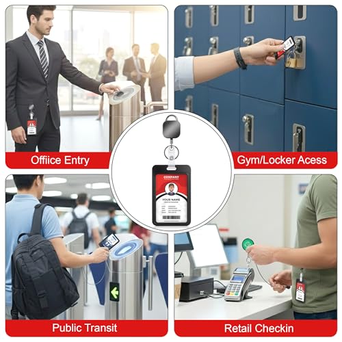 Image of Retractable Badge Reel Key Chain with ID Card Holder | Strong Pull Key Ring with Belt Clip | Office & Hospital Use | Pack of 1