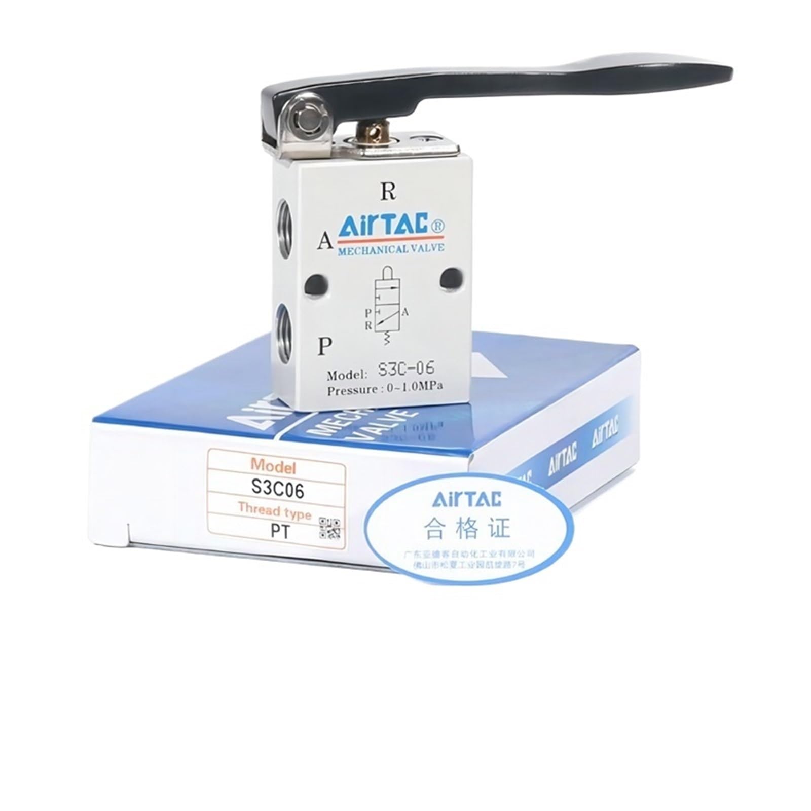 Vanne pneumatique S3C-08 à levier sélectif pour circuit industriel de précision