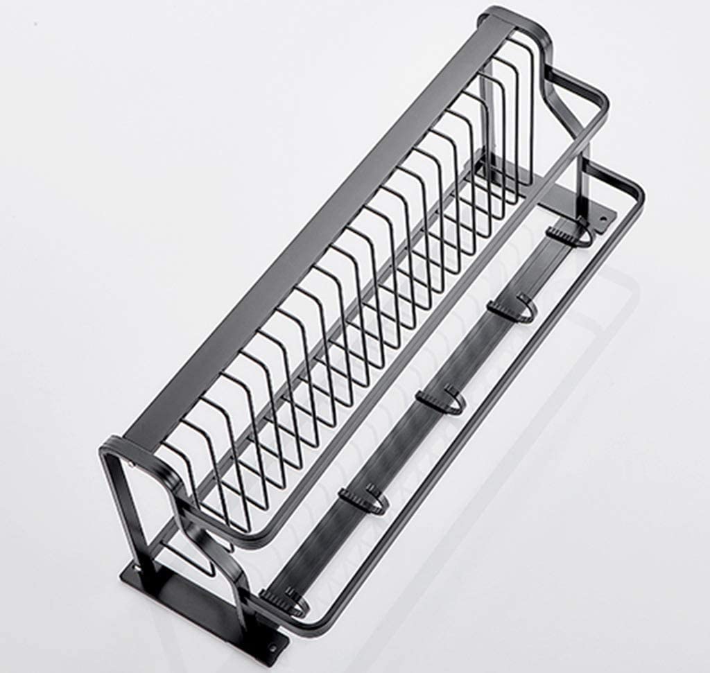 Porta Asciugamani Portasciugamani A Parete Space Alluminio Spesso Doppio Palo Strato Bagno Cucina Rack Multifunzione Accessori Per Il Bagno(57cm)