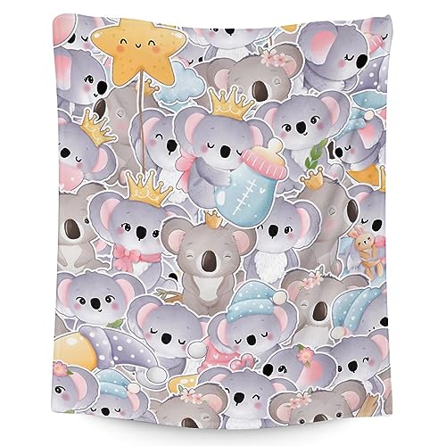 Koala Blanket Gifts - 40"x50" Cute Throw for Women, Girls - Colorful Soft Fuzzy Blankets for Couch & Sofa
