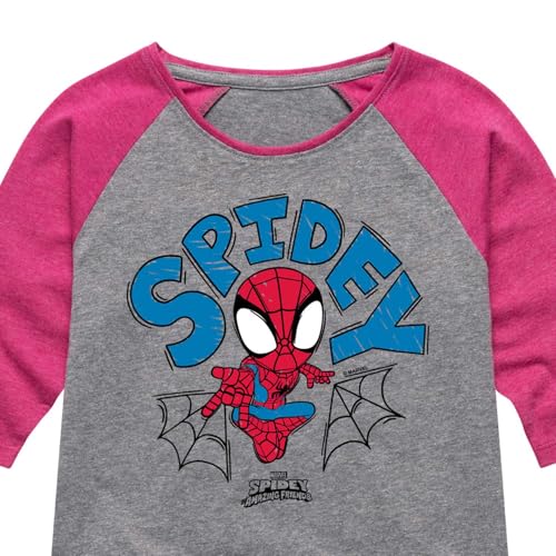 Marvel Spider-Man and His Amazing Friends - Doodle Spidey - Toddler and Youth Girls Shirt Tail Raglan3