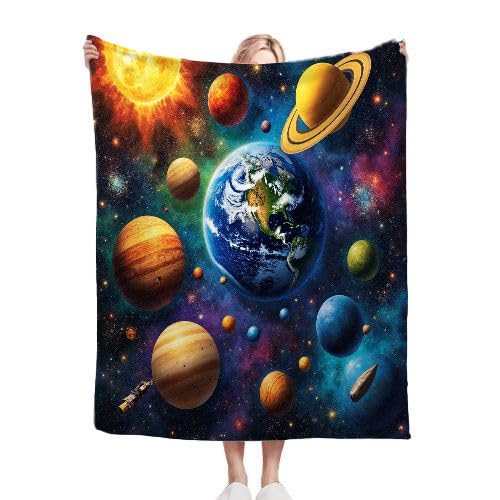 Mantas para Sofas Grandes 220x240 Planeta Colorido, Manta Termica Franela Mantilla Felpa para Cama 135/150, Mantitas Polar Suave y Cálida para Perro Mascota Habitacion Dormitorio