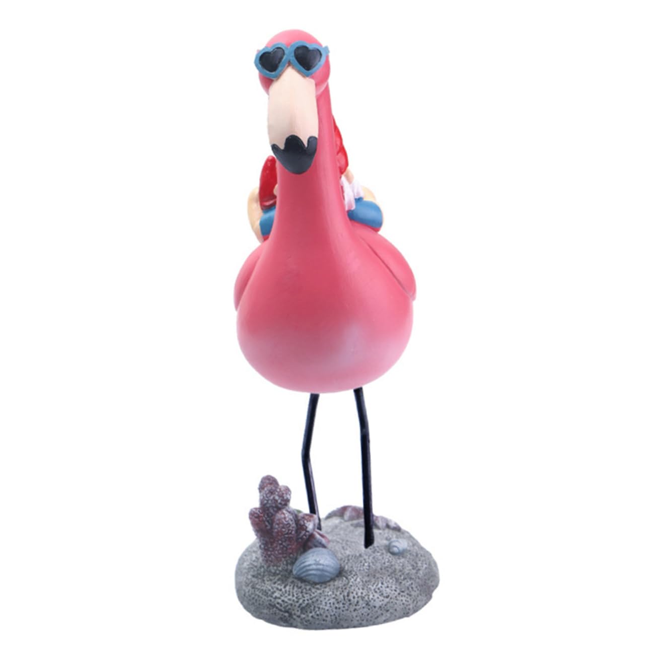 Milisten Statue de GNOME D'extérieur Allongé sur Flamant Rose en Résine
